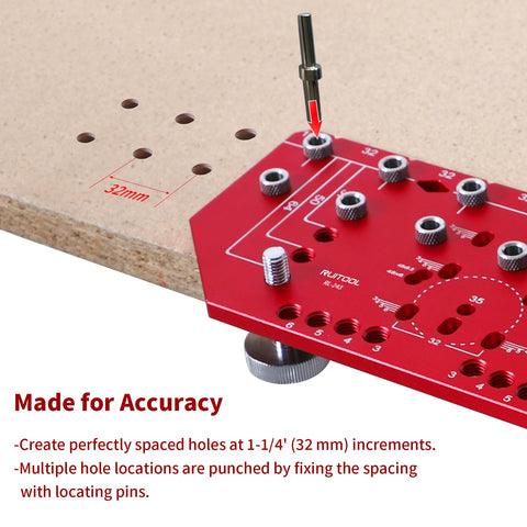 RUITOOL positioning pin in place, aiding repeatable hole drilling.