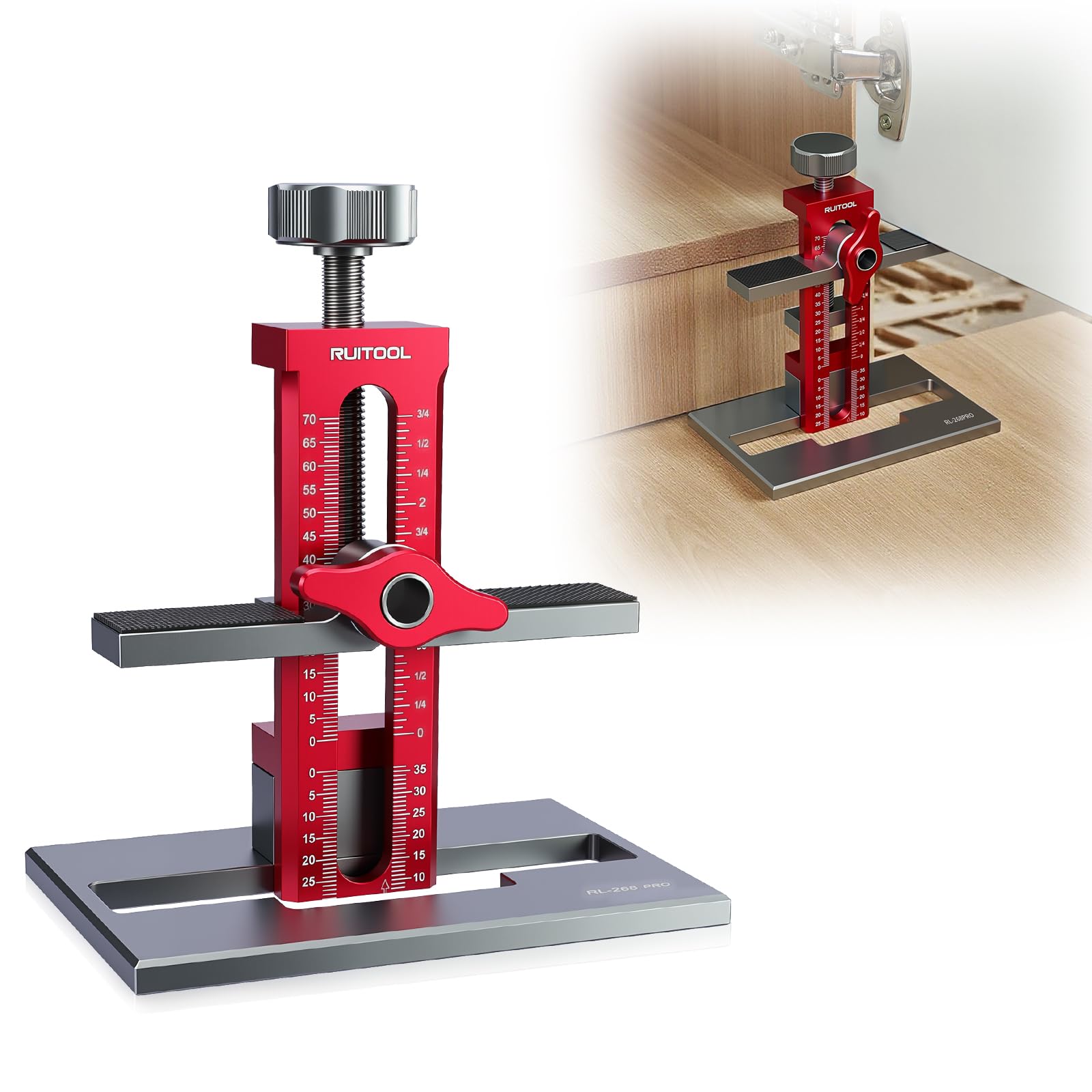 RUITOOL Upgrade 3-in-1 jig for quick, accurate cabinet door alignment.
