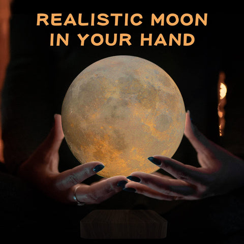 RUIXINDA levitating moon lamp side angle highlights quiet magnetic suspension.