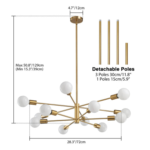 RUIYEY dining-room chandelier over table with gold finish for stylish lighting.