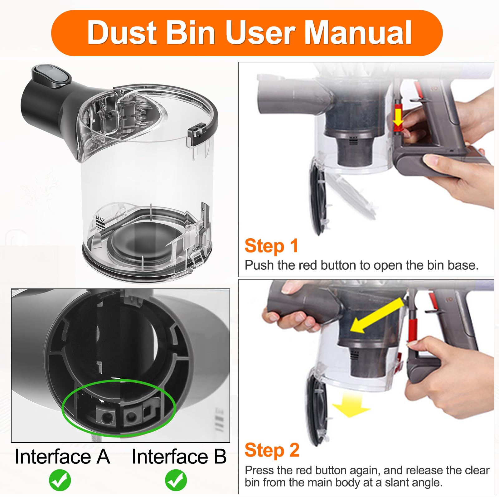 RUKHOOL V6 dust bin packaging shows single replacement unit