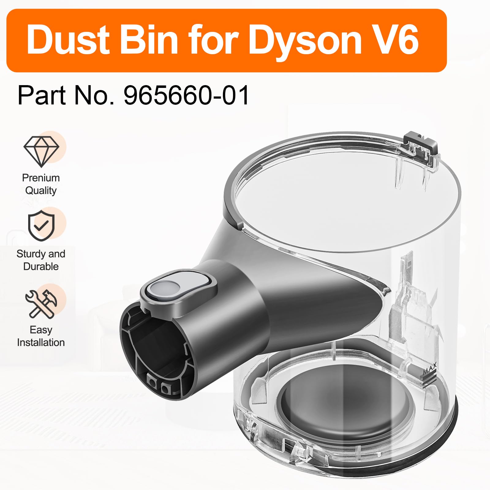 RUKHOOL V6 dust bin seal close-up highlights tight sealing and reduced leaks
