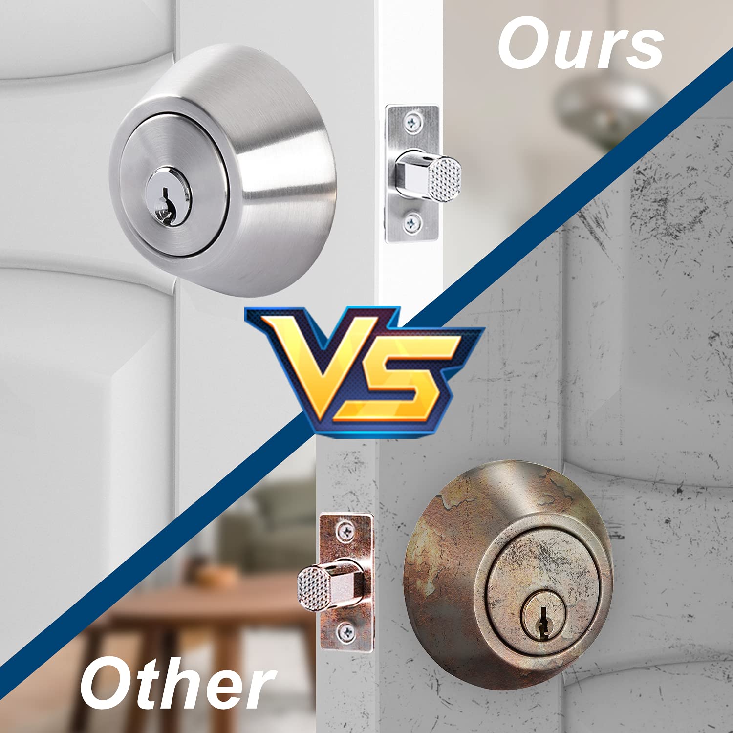 Rulart adjustable backset image demonstrates compatibility with 35-50 mm doors