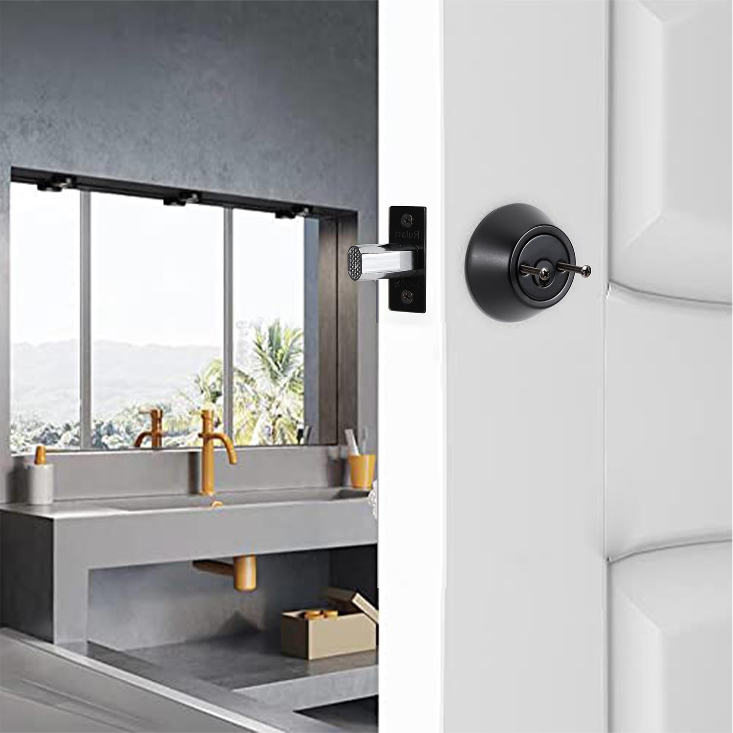 Rulart satin black finish on double side deadbolt for modern durability