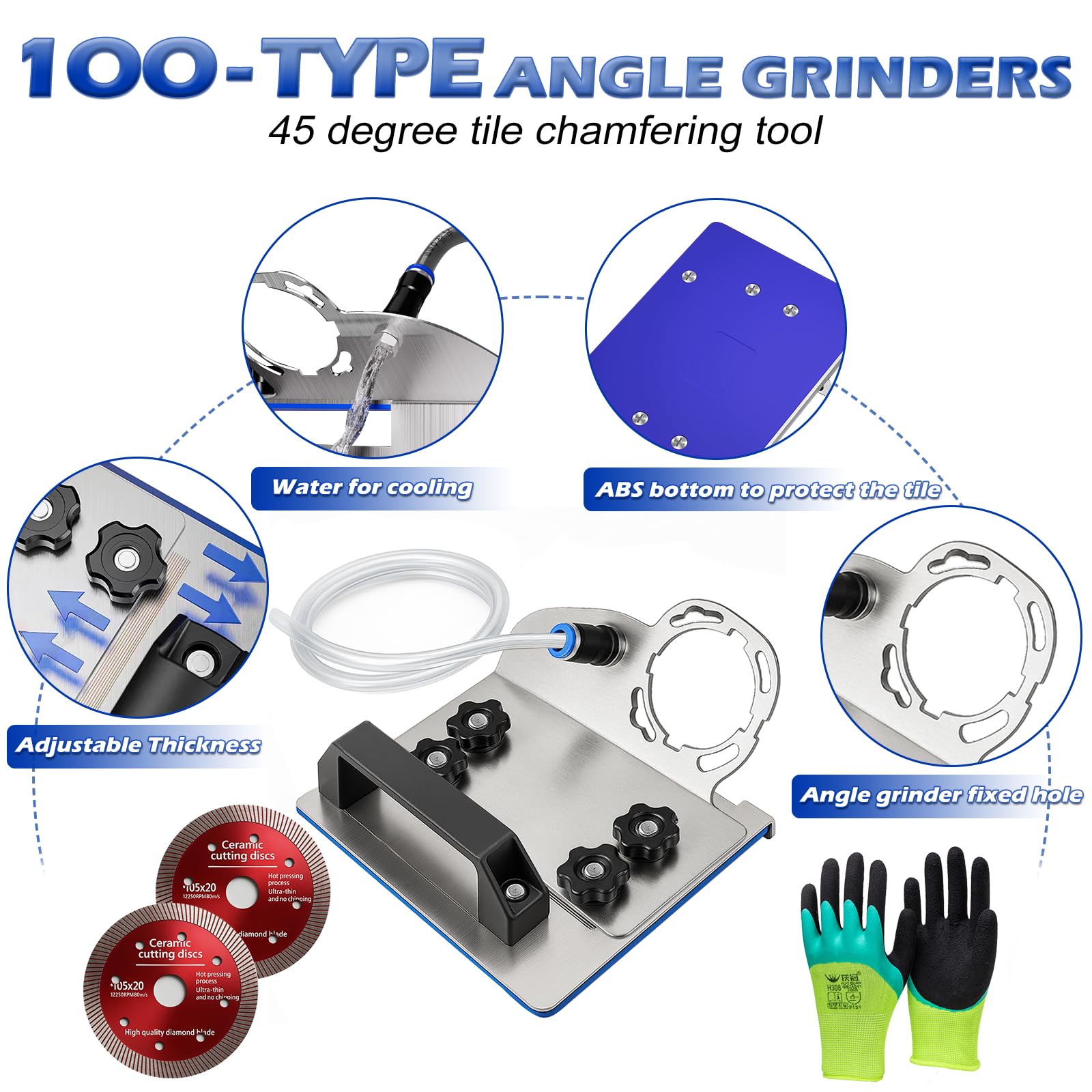 Rumexeng gloves included for safe handling during tile work.