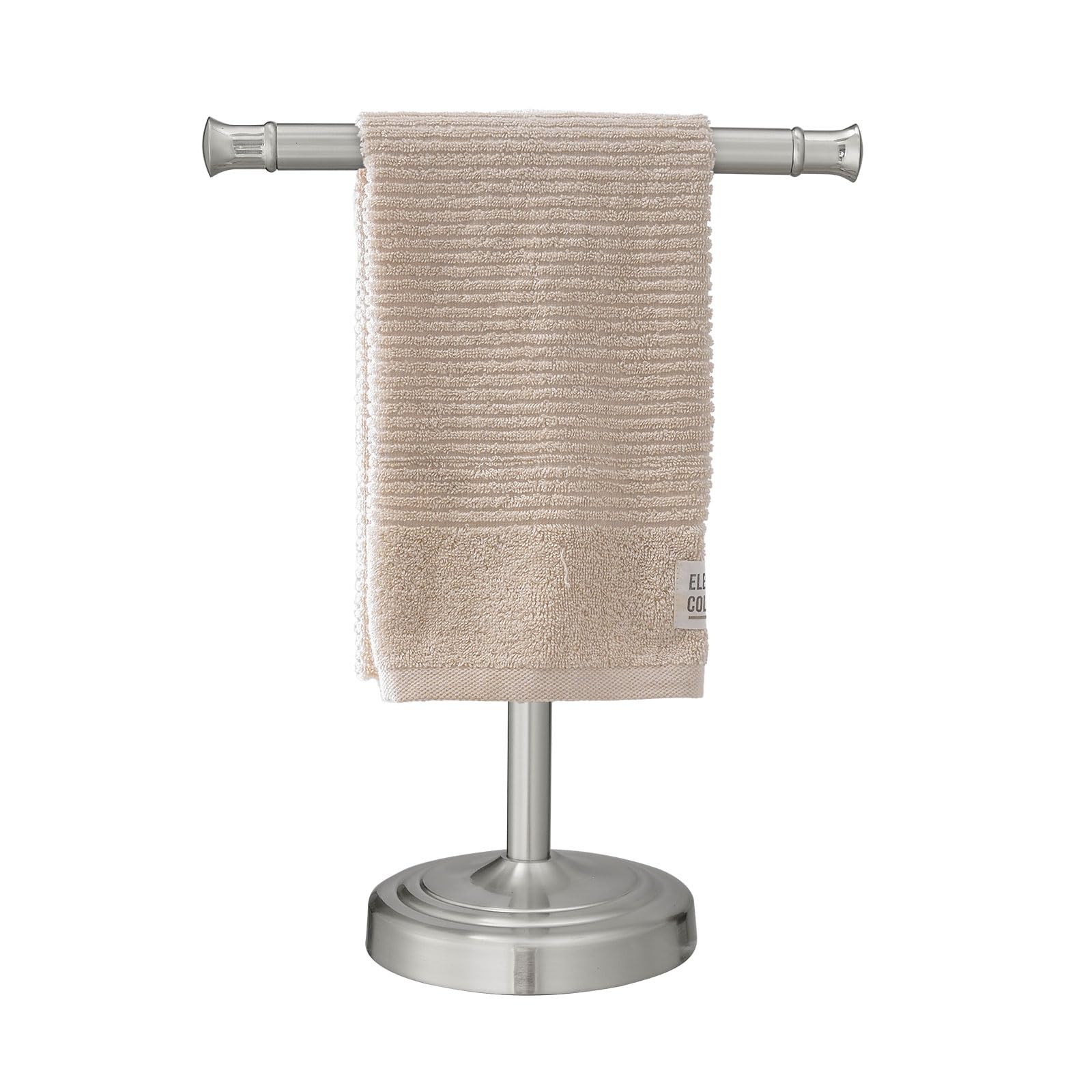 RUMOSE 13-inch brushed nickel towel stand, full view for bathroom organization.