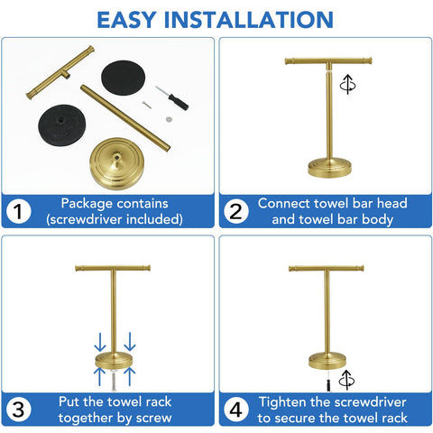 RUMOSE vanity placement of brushed gold towel stand