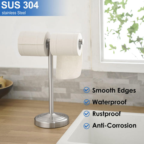 RUMOSE close-up of brushed nickel finish on towel stand.
