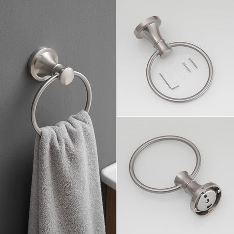 RUMOSE brushed-nickel finish resists water and rust over time.