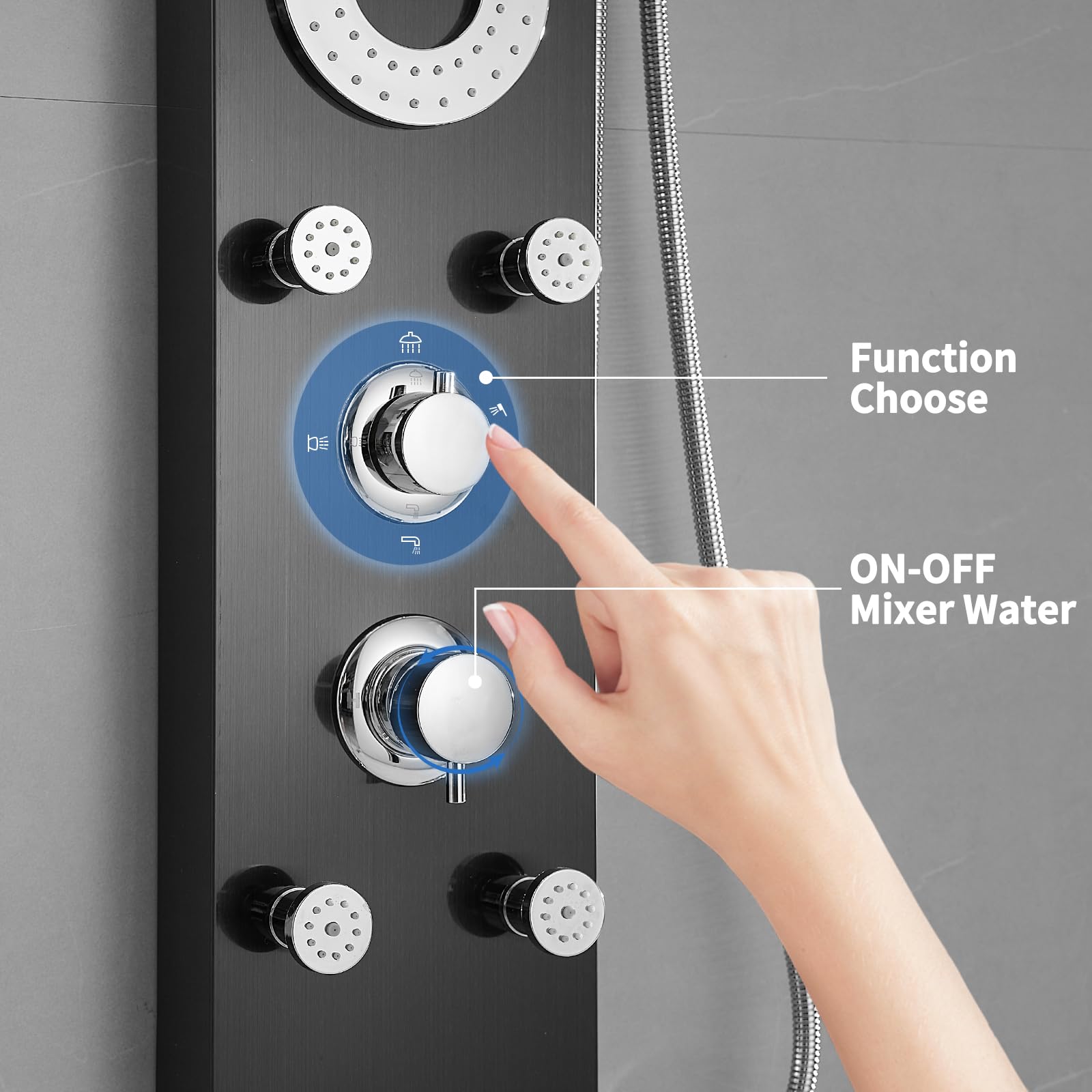 RUMOSE digital temperature display helps set the perfect bathwater temperature.