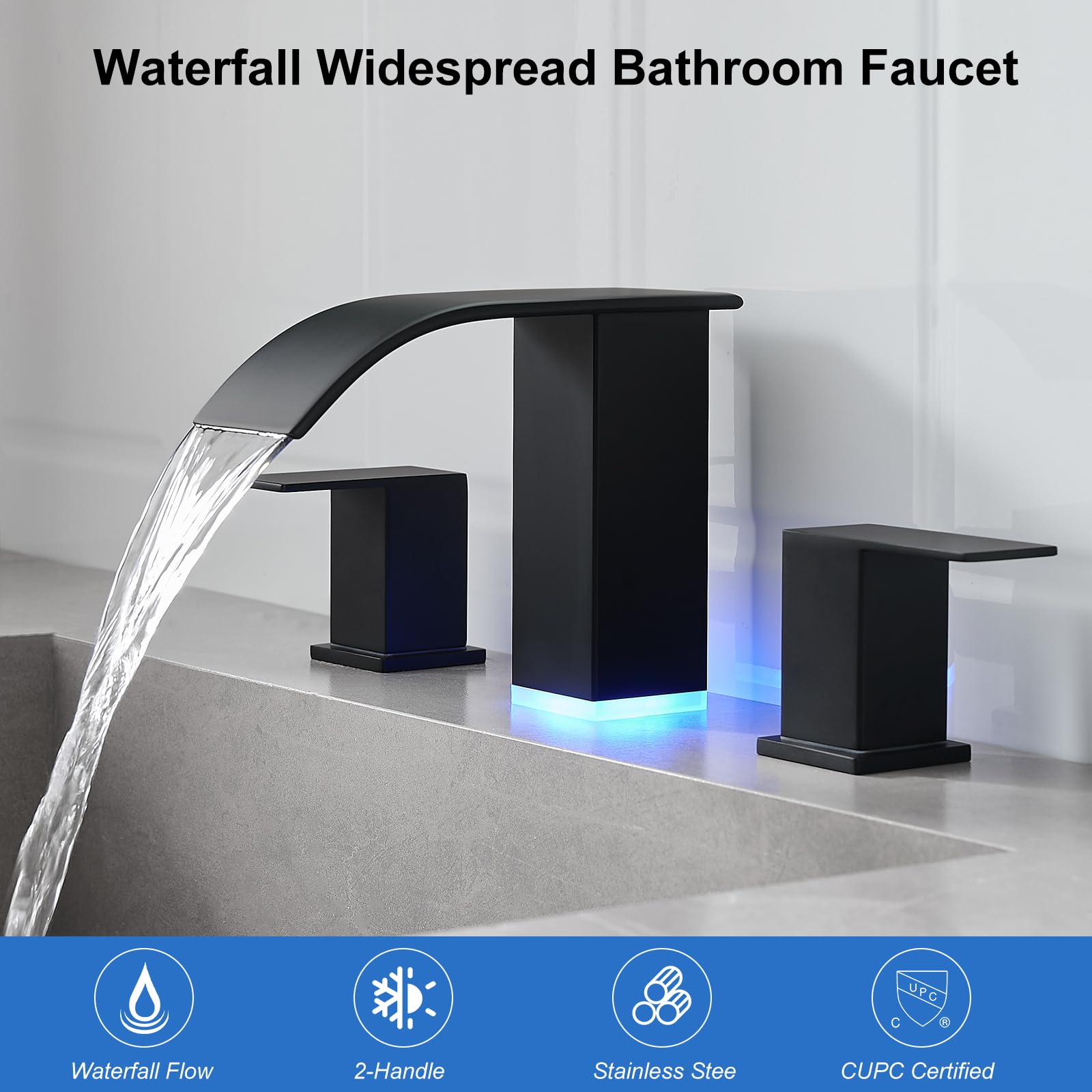 RUMOSE LED faucet in fingerprint-resistant stainless steel finish