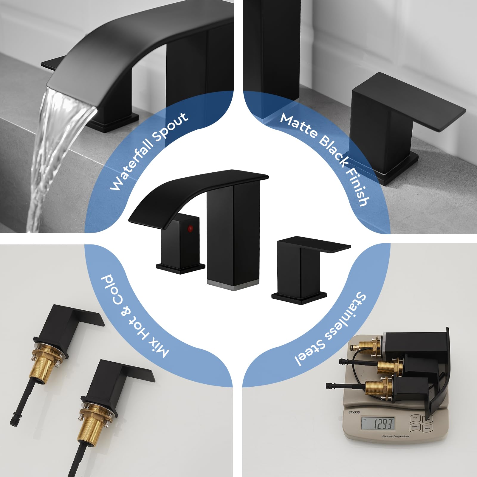 RUMOSE LED faucet packaging includes everything needed for installation