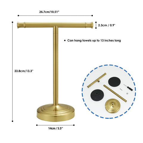 RUMOSE stainless steel brushed gold towel bar close-up