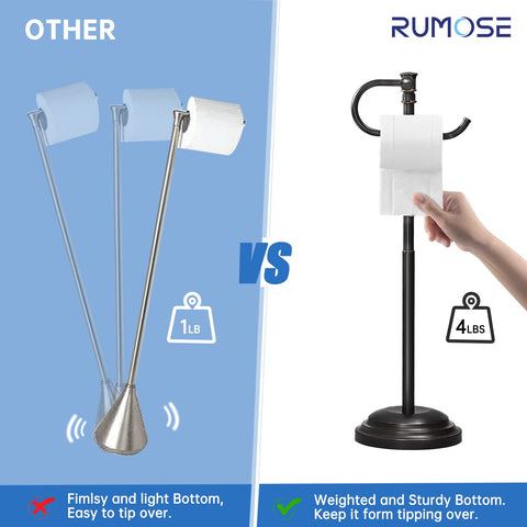 RUMOSE storage for 3–5 rolls helps keep a bathroom tidy.