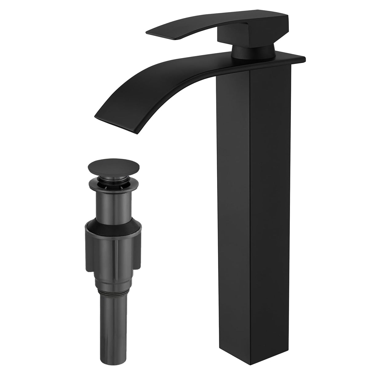 RUMOSE tall bathroom faucet in matte black for a modern setup