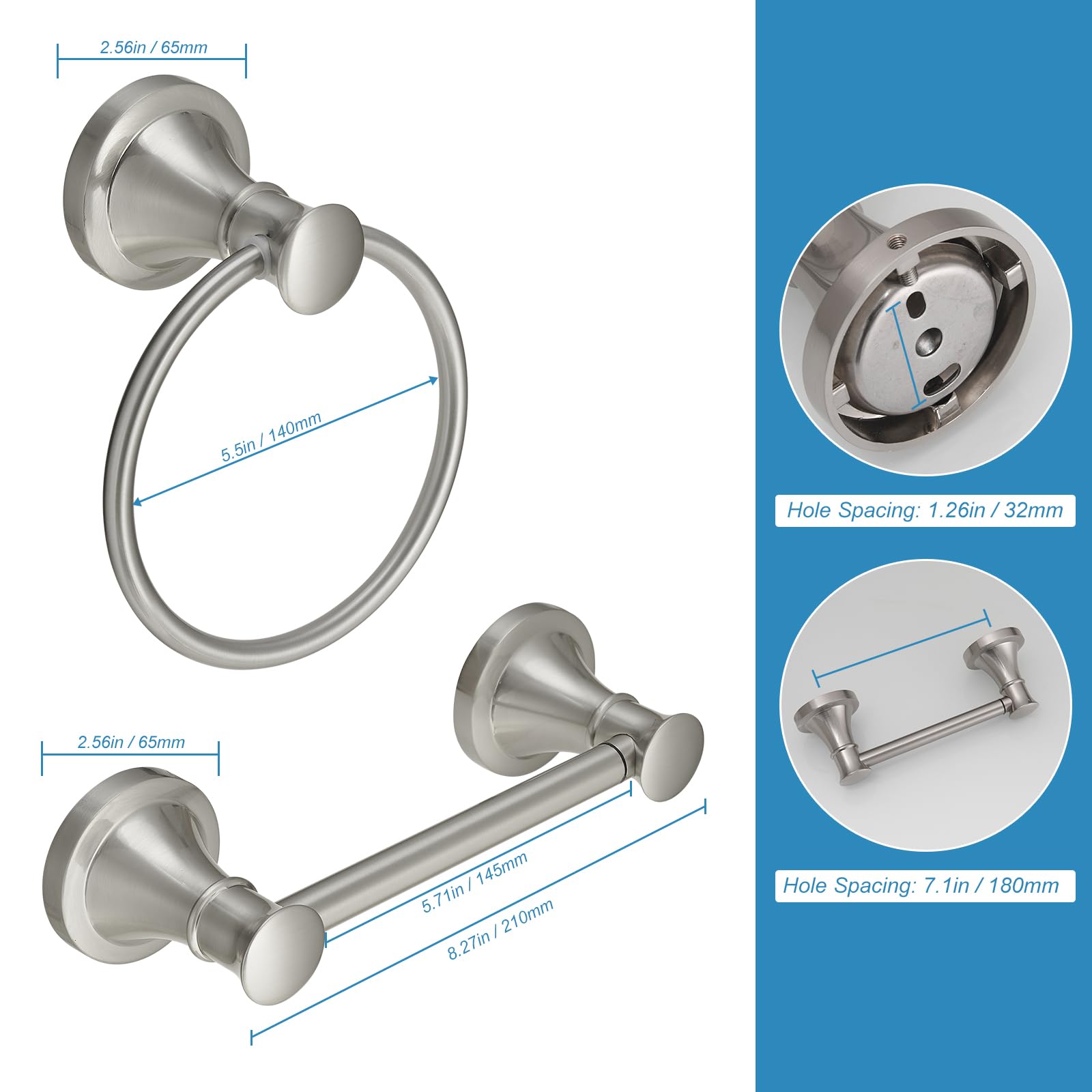 RUMOSE towel ring 180-degree rotation supports towel removal and placement.