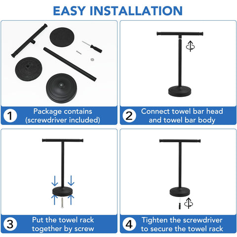 RUMOSE compact towel stand helps keep surfaces tidy.