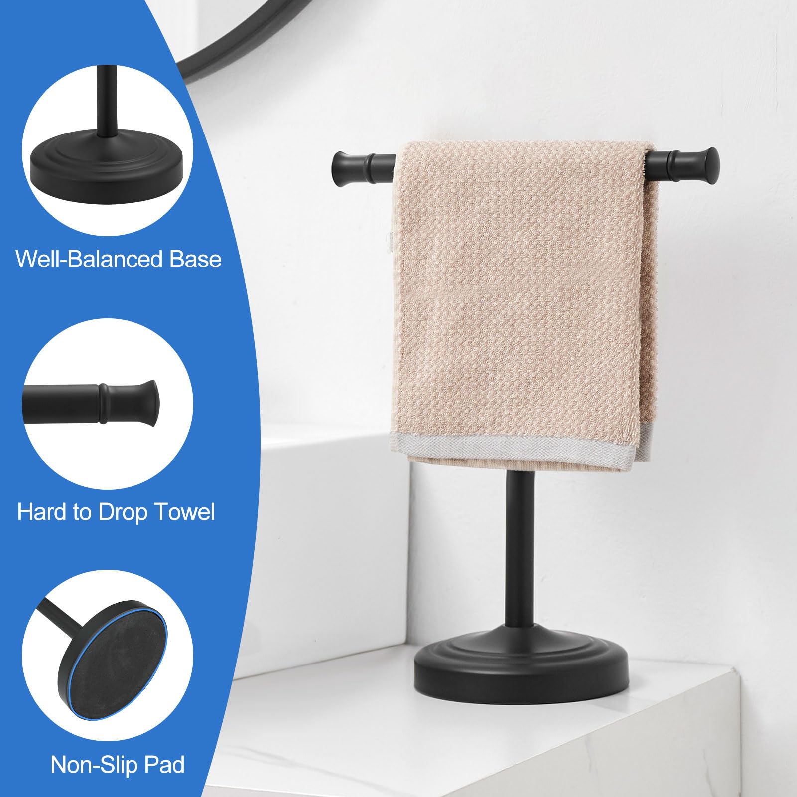 RUMOSE towel stand for compact spaces in kitchen or bathroom.