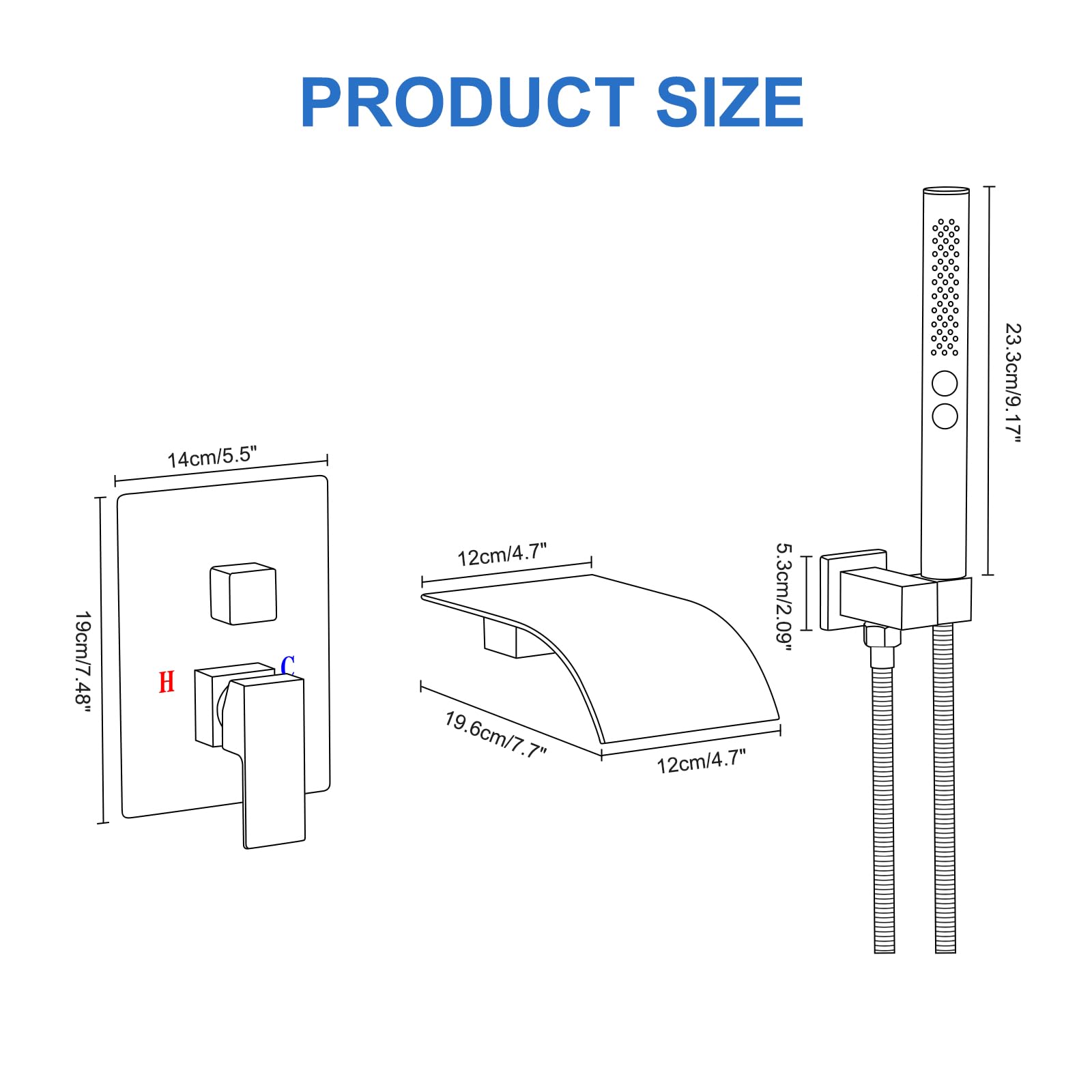 RUMOSE tub filler with sprayer for versatile bathing scenarios
