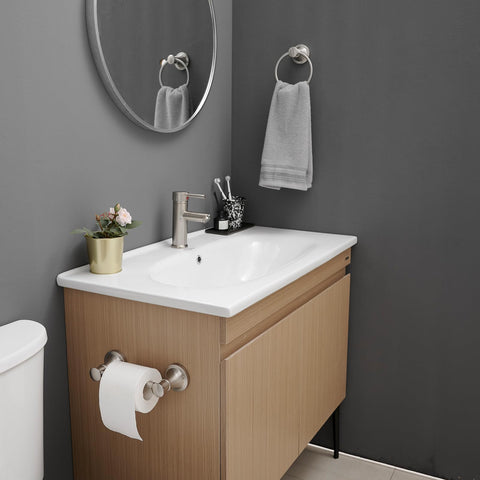 RUMOSE wall-mounted set complements modern bathrooms with tidy space-saving design.