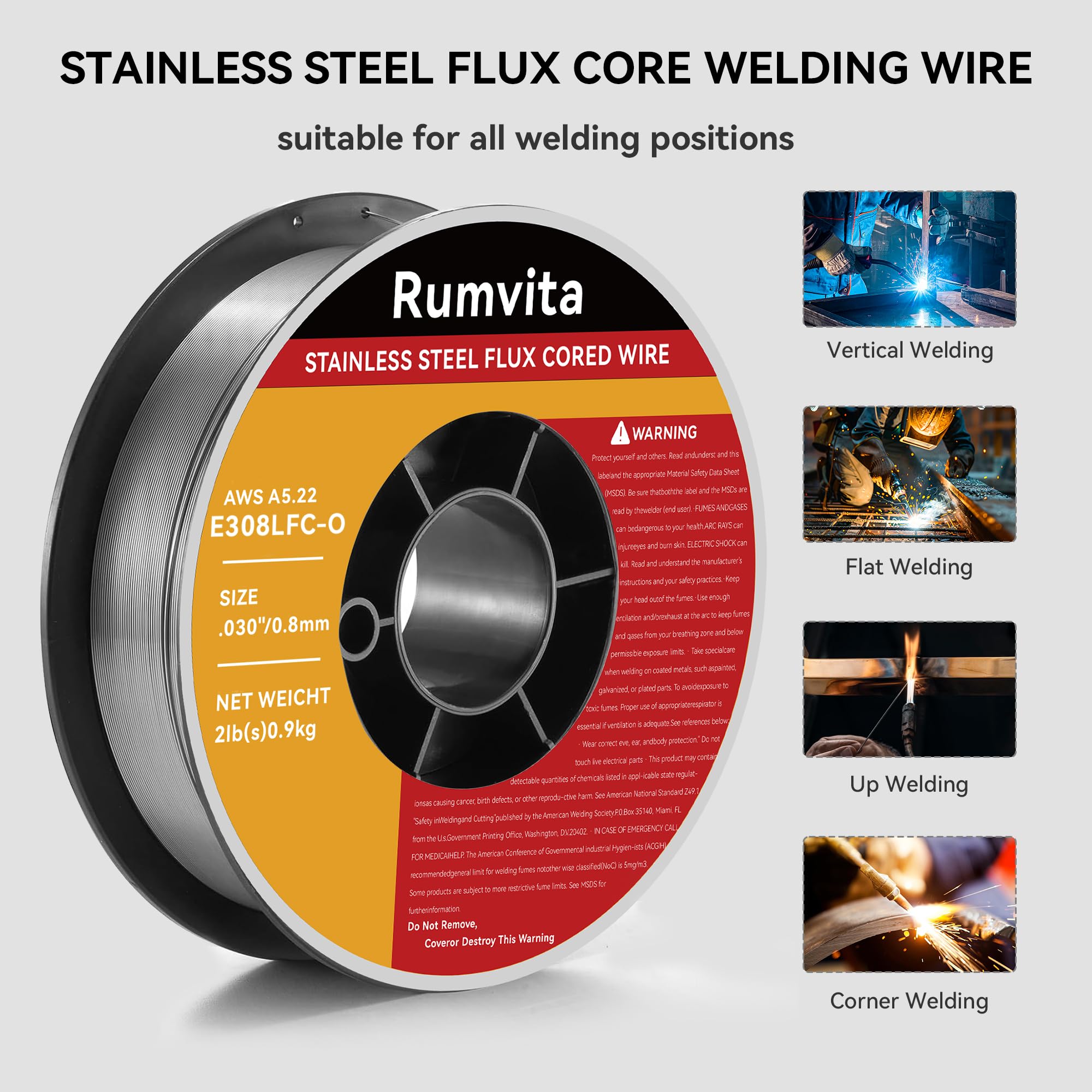 Rumvita E308LFC-O arc stability demonstrated in MIG welding.