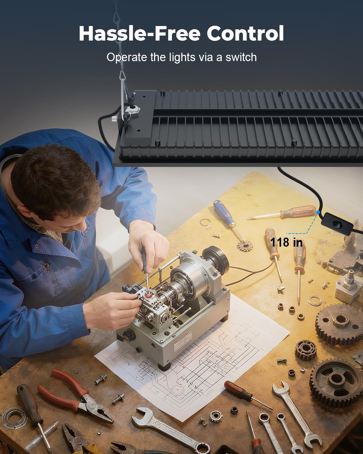 RUNBARRY built-in outlet enables linking two lights for larger spaces