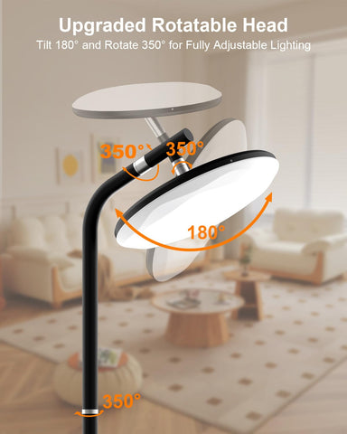 RUNBARRY floor lamp tilts 180 degrees to direct light exactly where needed.