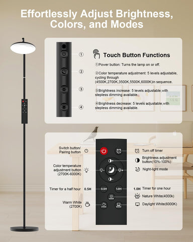 RUNBARRY floor lamp adds contemporary style and functional lighting.