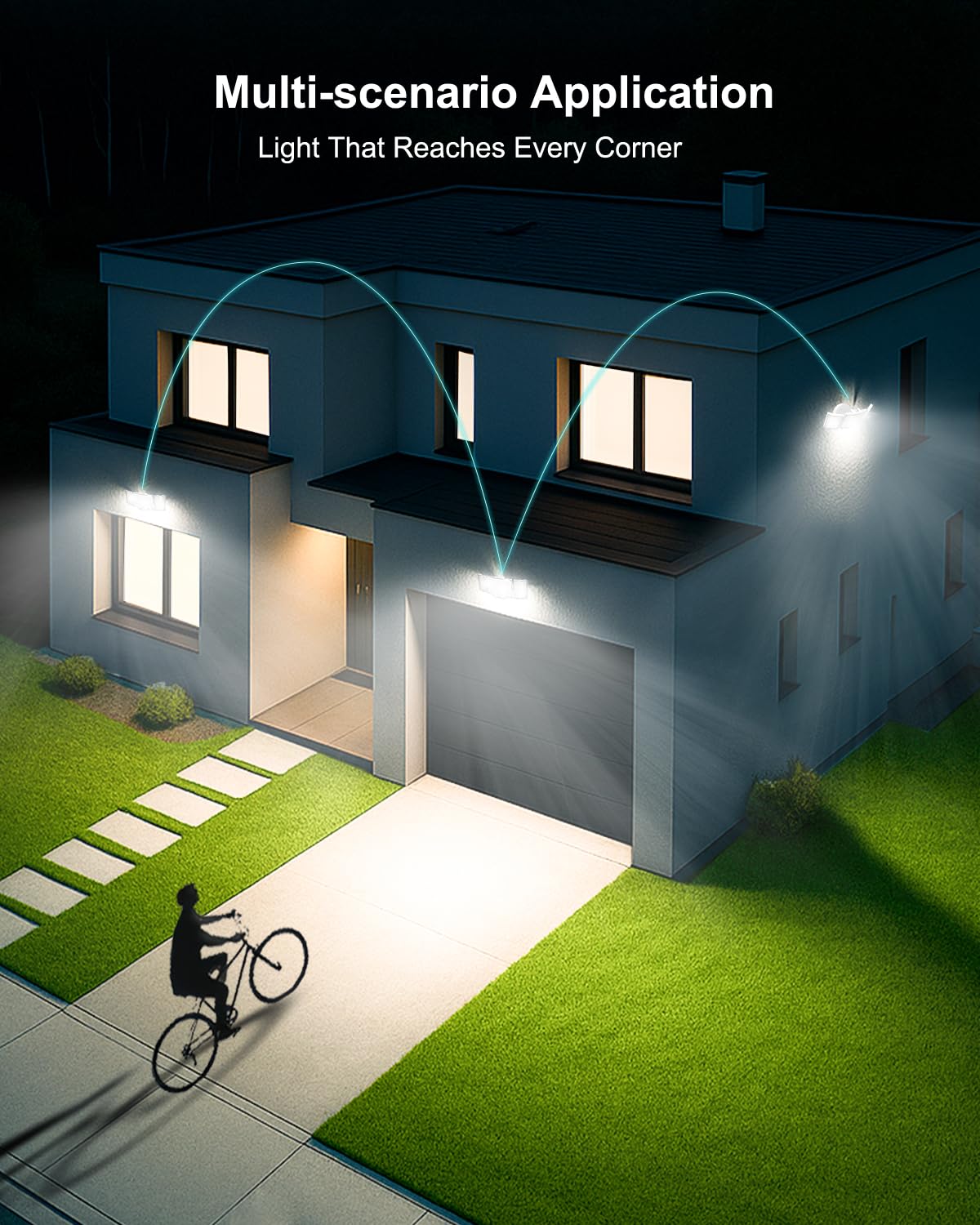 RUNBARRY wide 270-degree lighting design expands coverage for yards, patios, and entrances.