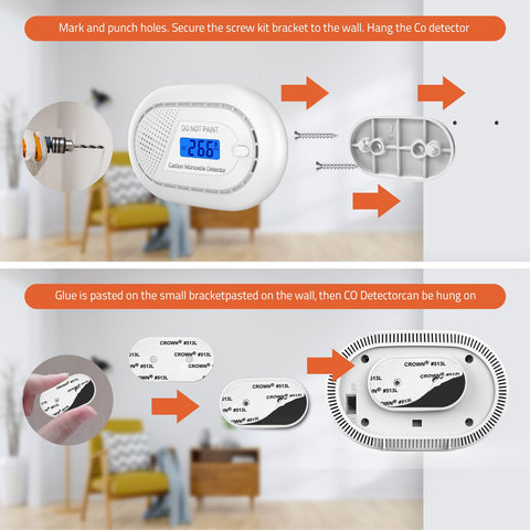 Runidur carbon monoxide detector digital LCD display in action.