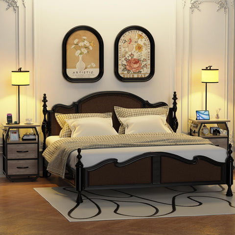 Runjuly side table with lamp and drawers provides extra storage beside seating or bed.