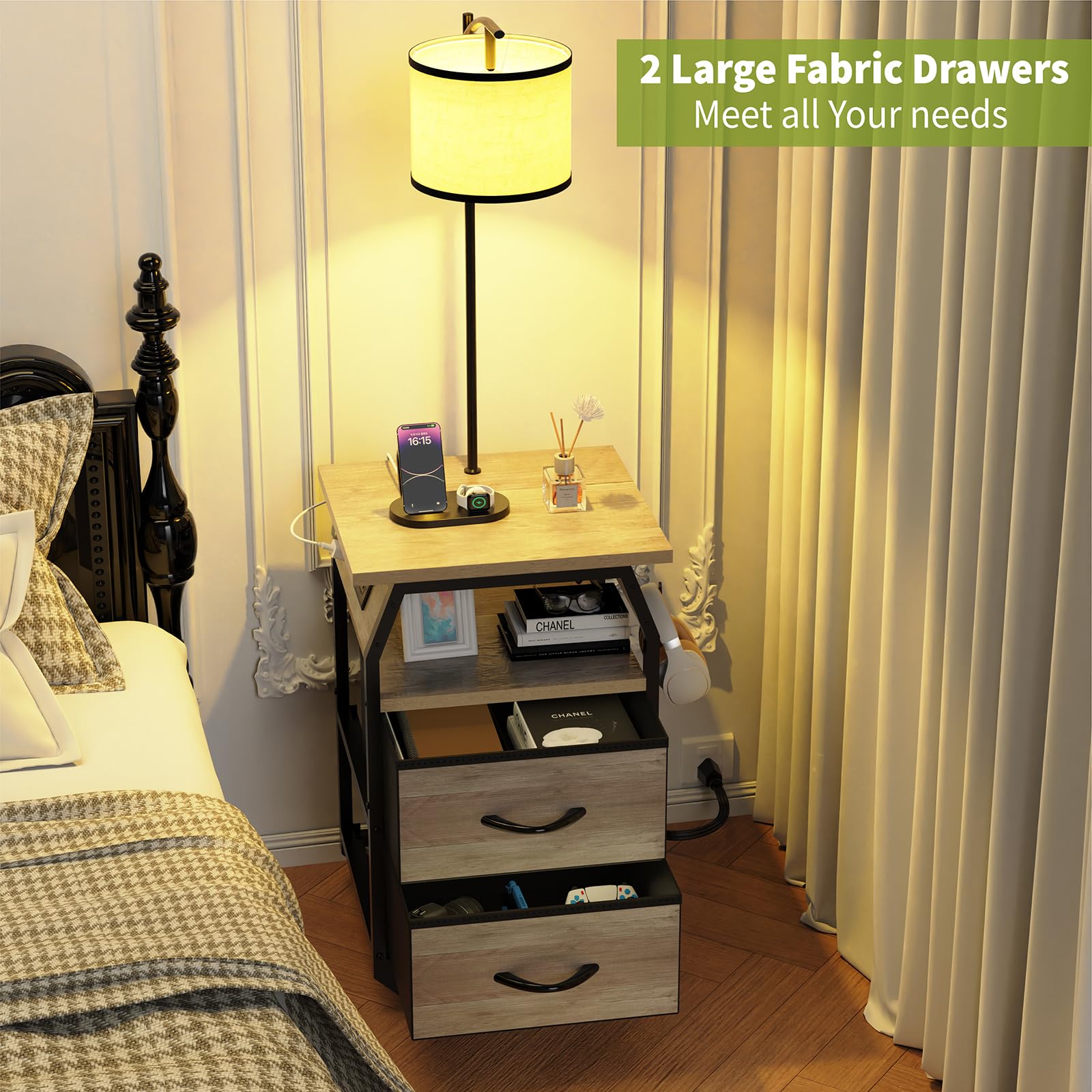 Runjuly USB charging dock keeps devices powered at bedside or desk.
