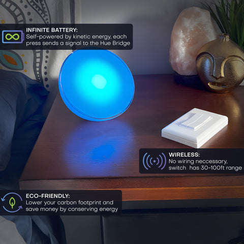 RunLessWire Philips Hue switch wall mount demonstrates seamless integration.