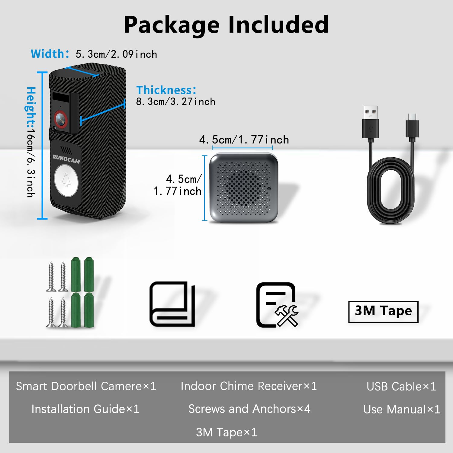 RUNOCAM installation with screws or adhesive for renters.