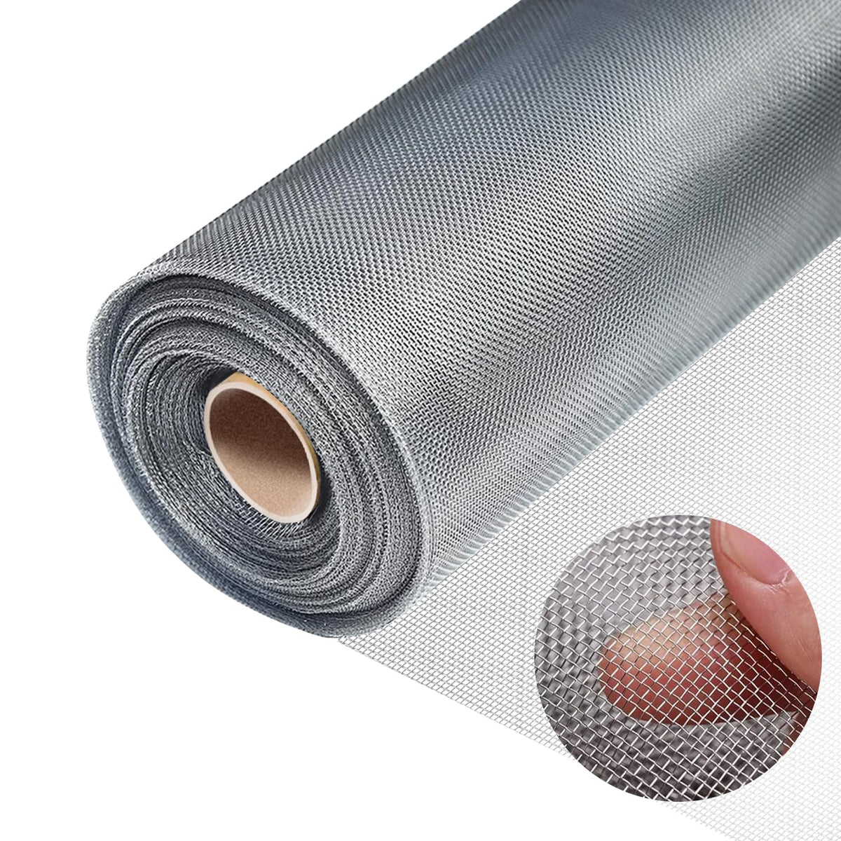 Runpig 304 stainless steel mesh roll, 24in x 10ft, durable window screen solution.