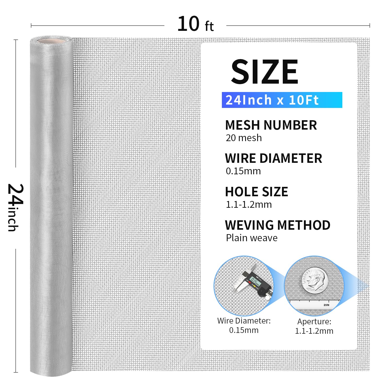 Runpig mesh roll closeup shows 0.15mm wire diameter for strength.