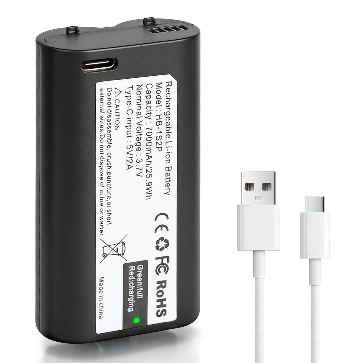Runpower 7000mAh battery held in hand, ready replacement for myQ keypad.