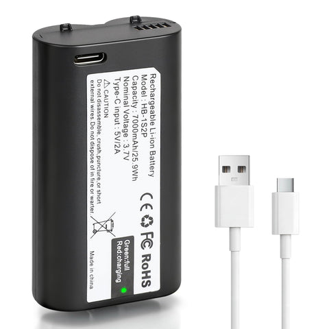 Runpower 7000mAh battery held in hand, ready replacement for myQ keypad.