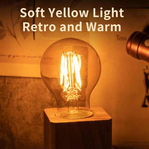 Runquiz E26 base amber Edison bulb fits common sockets for easy replacement.