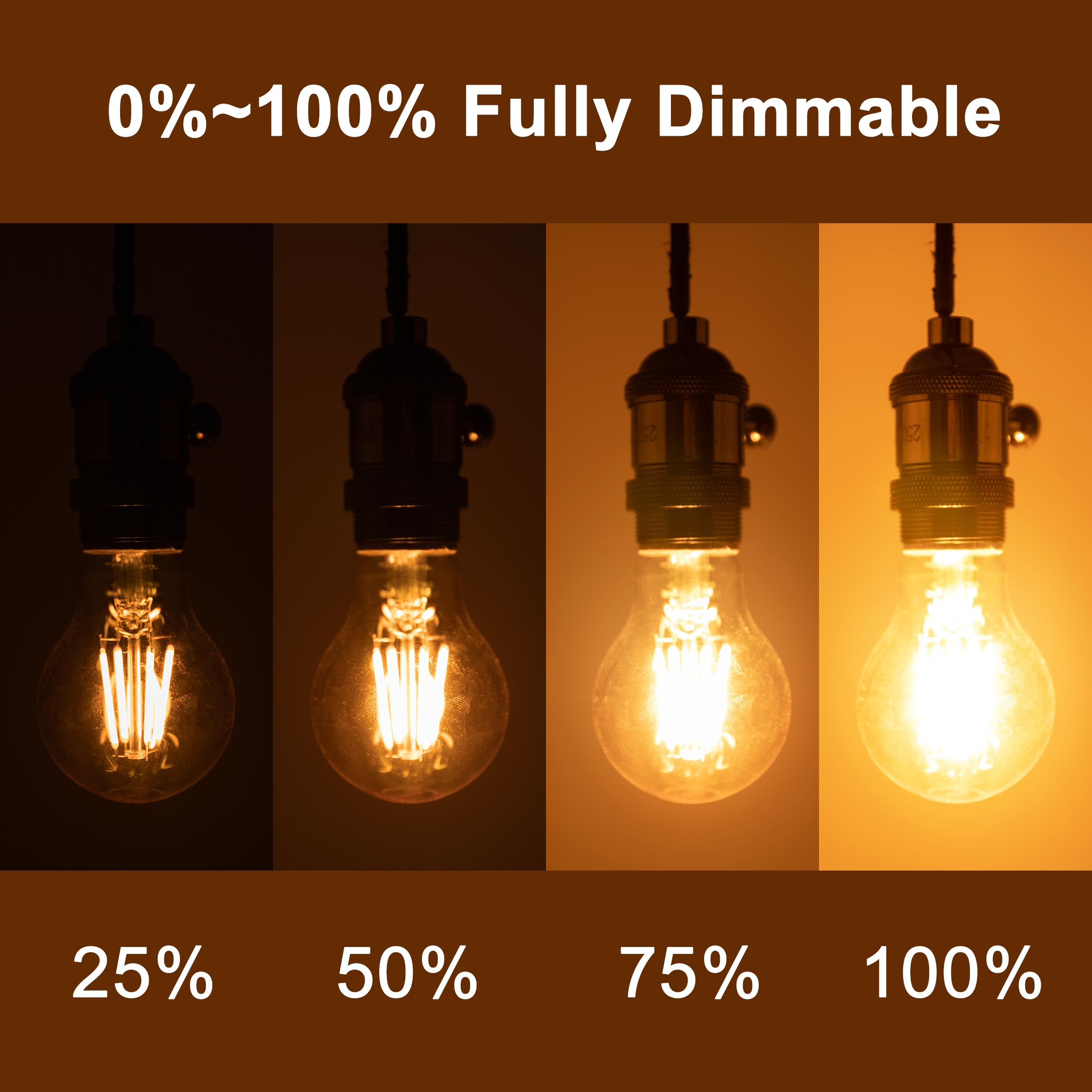 Runquiz vintage A19 amber filament bulb adds retro charm to dining rooms.