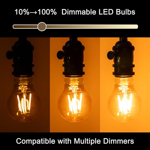 RunQuiz vintage A19 Edison bulbs with E26 base for classic fixtures.