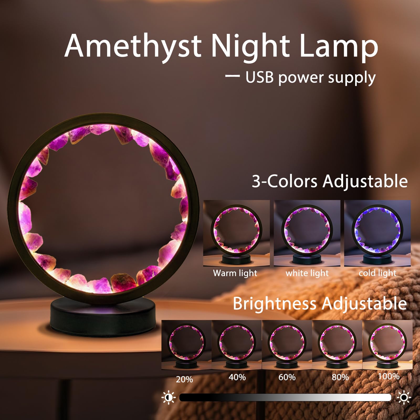 Lamp glowing in cool light for focused evening tasks