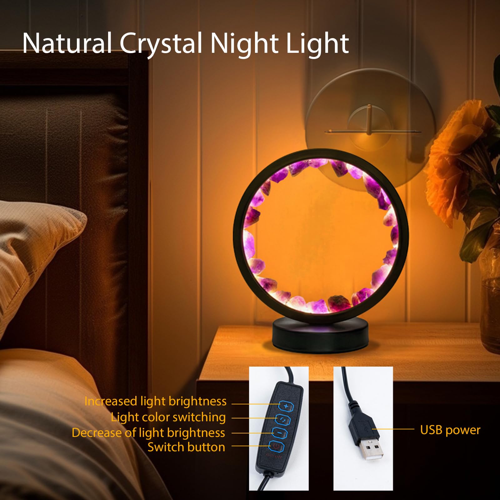 Brightness adjustable warm white setting for late night reading