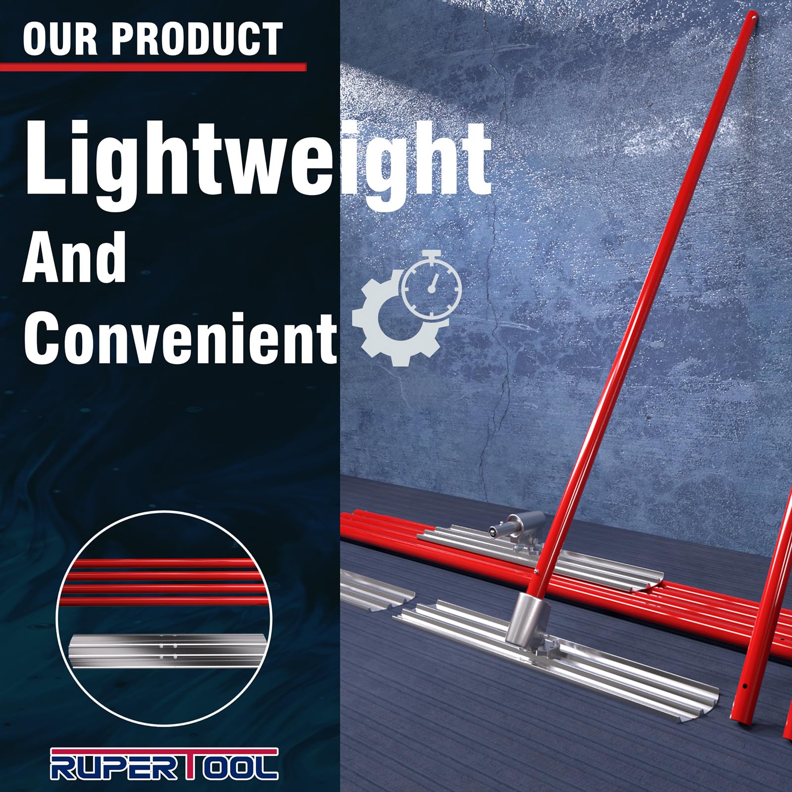 RUPERTOOL adjustable bracket enhances control for precise finishing on varying slab profiles.
