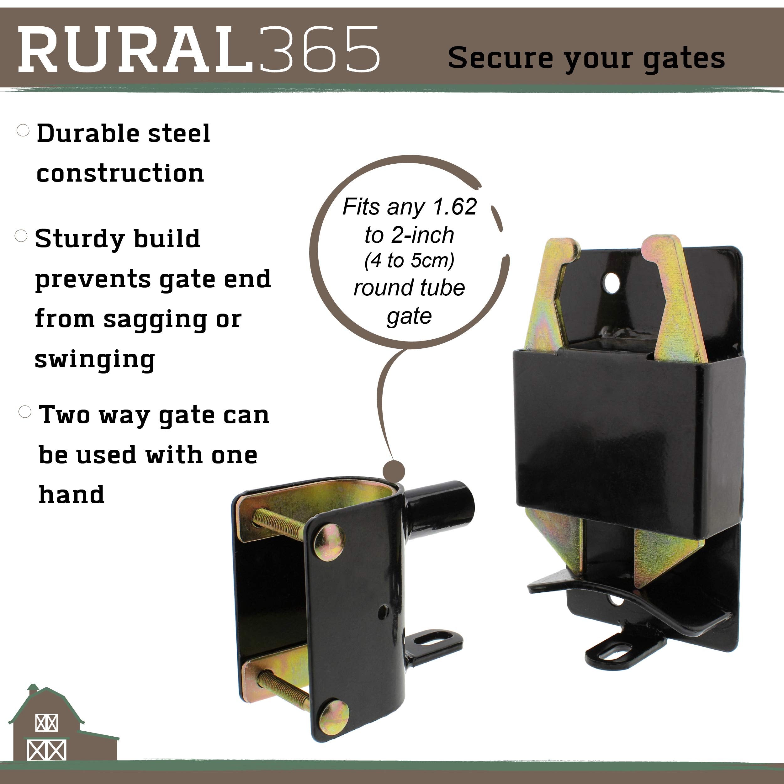 Rural365 cable pull gate latch enabling easy, reliable operation.