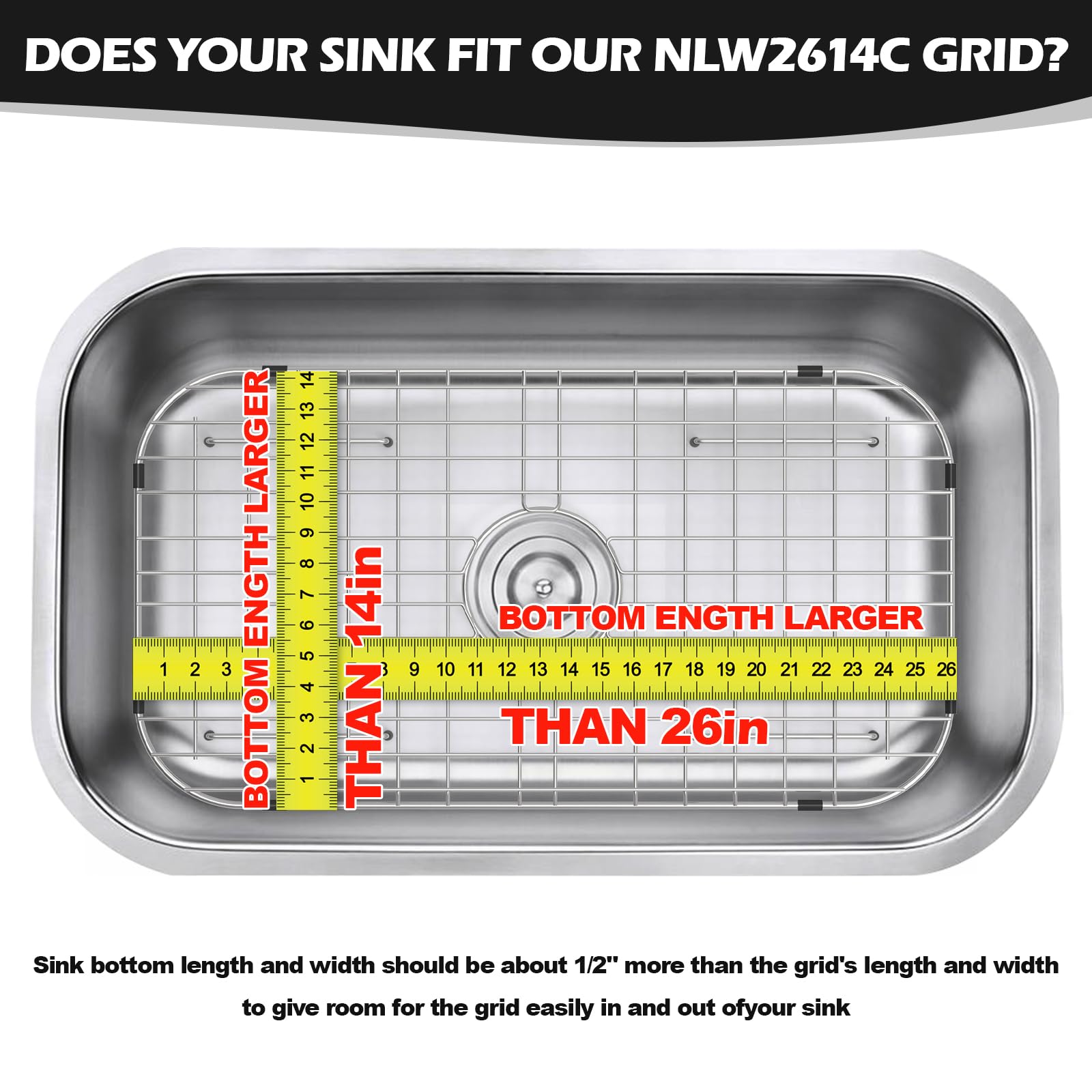 Rurayati measurement guide image illustrating precise fit in your sink