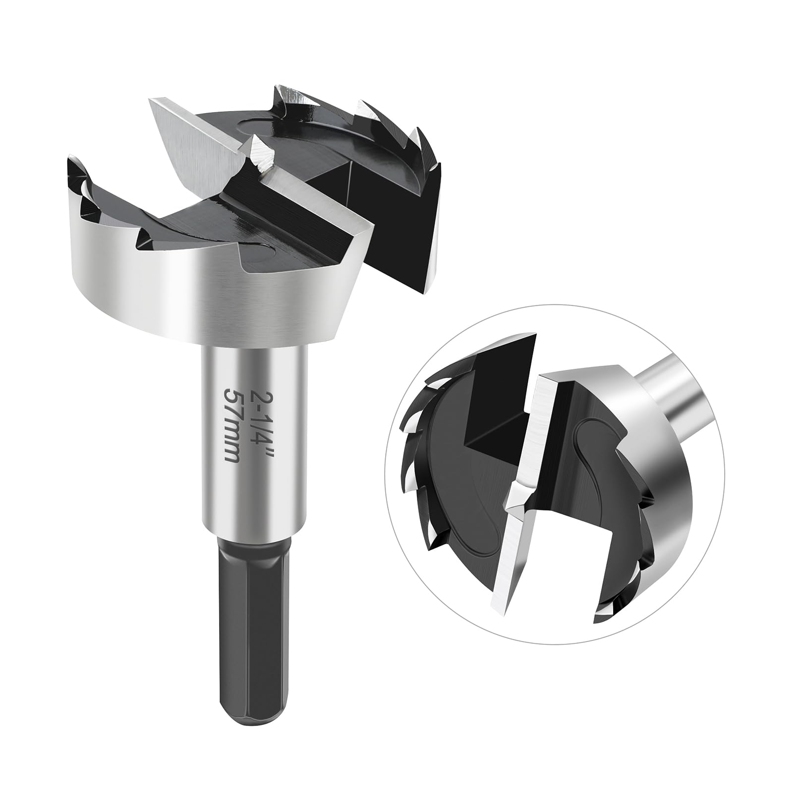 RURITKIT Forstner bit 2-1/4 inch center teeth for clean flat-bottom holes in wood