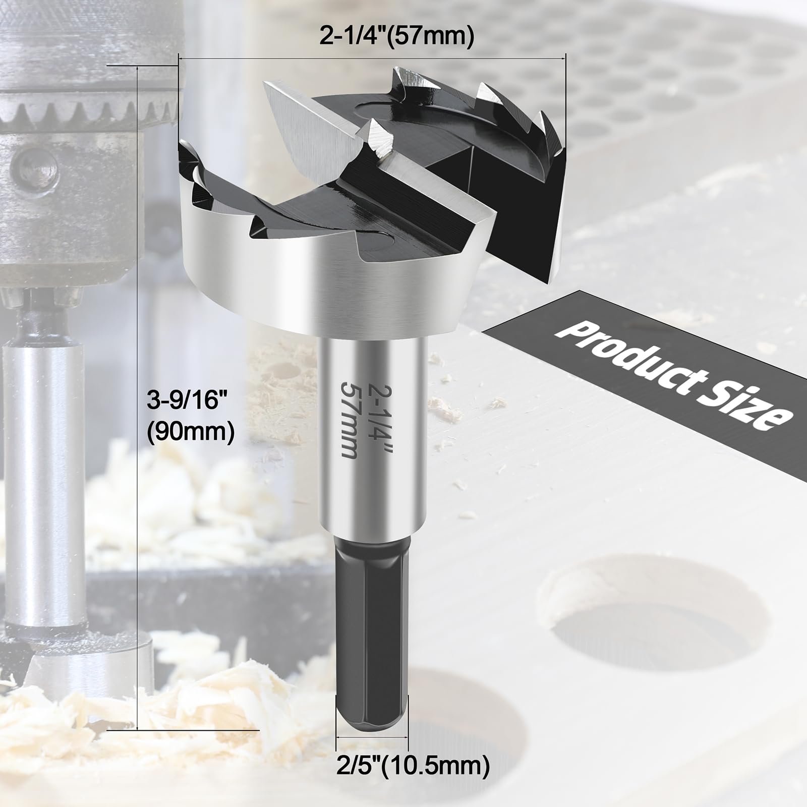 RURITKIT Forstner bit with hex shank for slip-free installation