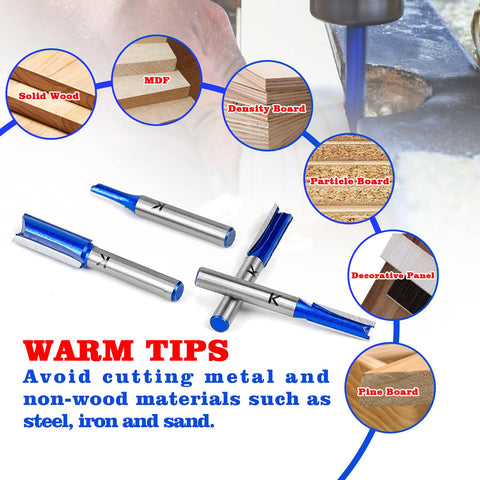 RURITKIT straight cut router bit set with 1/2 inch diameter for large rabbets.