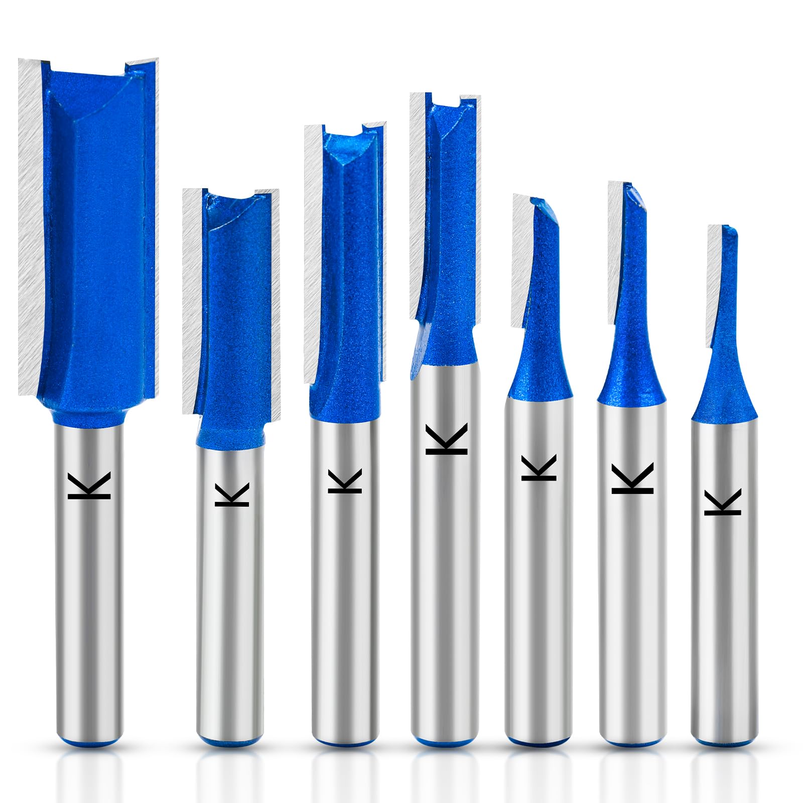 RURITKIT straight cut router bit set with 1/8 inch diameter for precise dados.